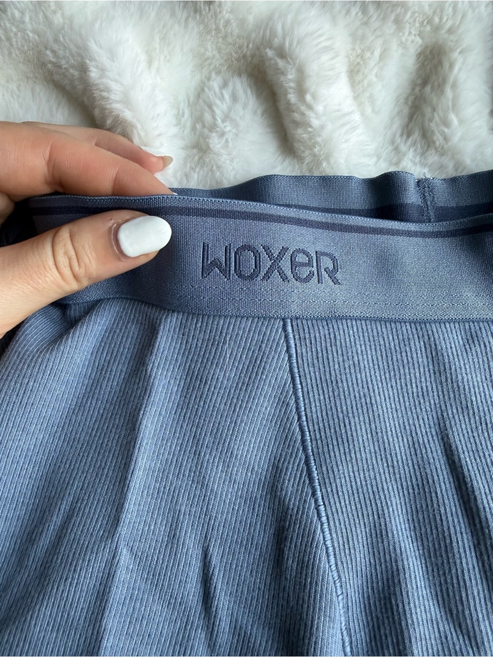 Woxer Ribbed Pima Cotton Boxers Ballers in Slate Blue